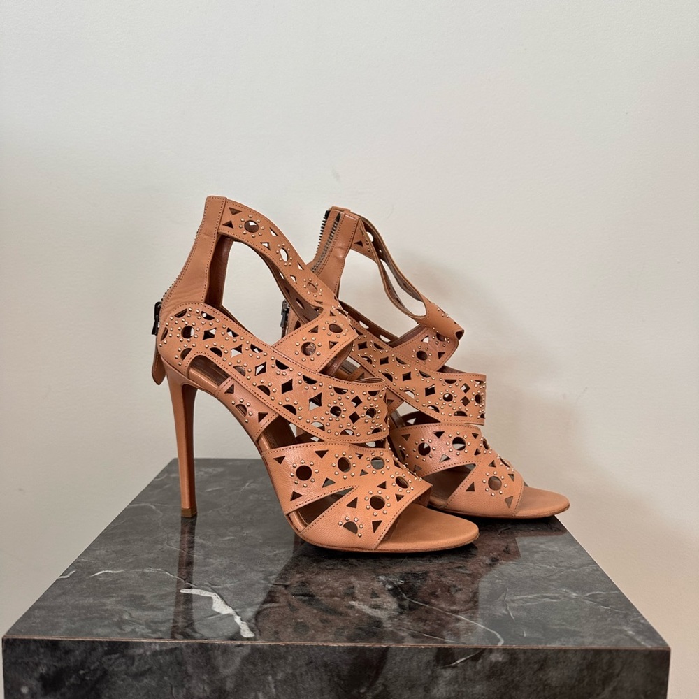 Alaia Laser Cut Studded Heel